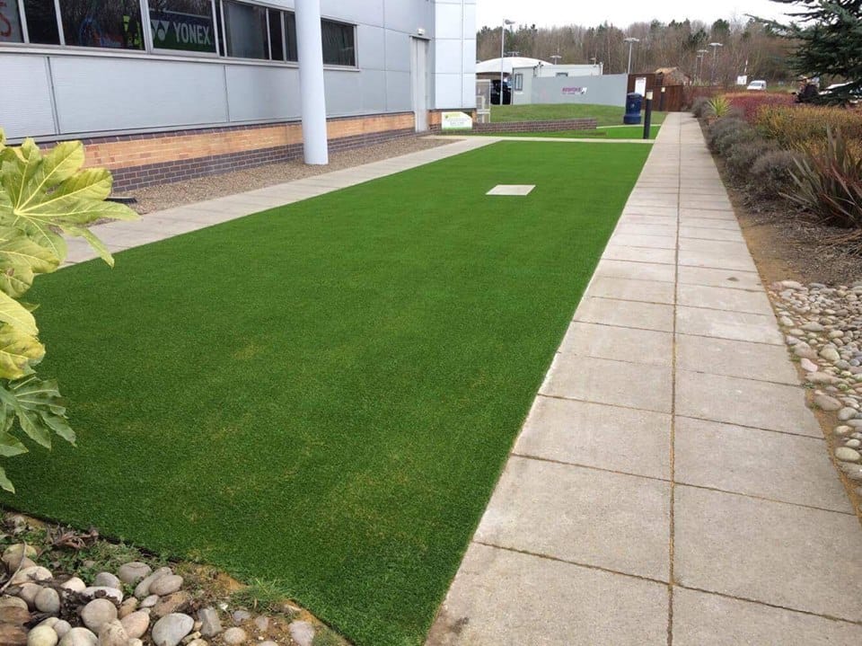 artificial grass verge outside gym